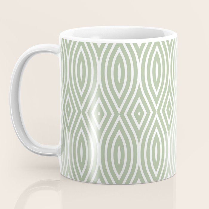 Decorative Boho Geo Pattern, Sage Green and White Coffee Mug Gallery Image 3