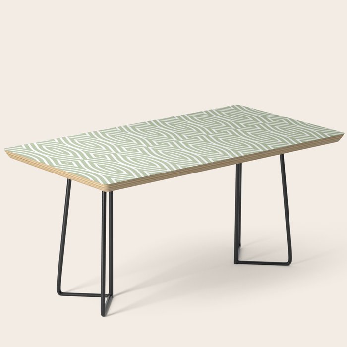 Decorative Boho Geo Pattern, Sage Green and White Coffee Table Gallery Image 1