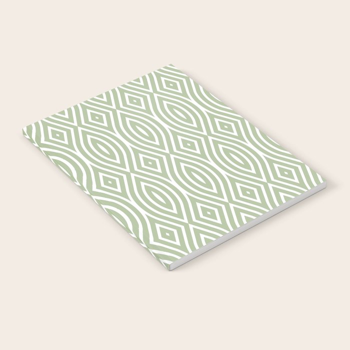 Decorative Boho Geo Pattern, Sage Green and White Notebook Gallery Image 2