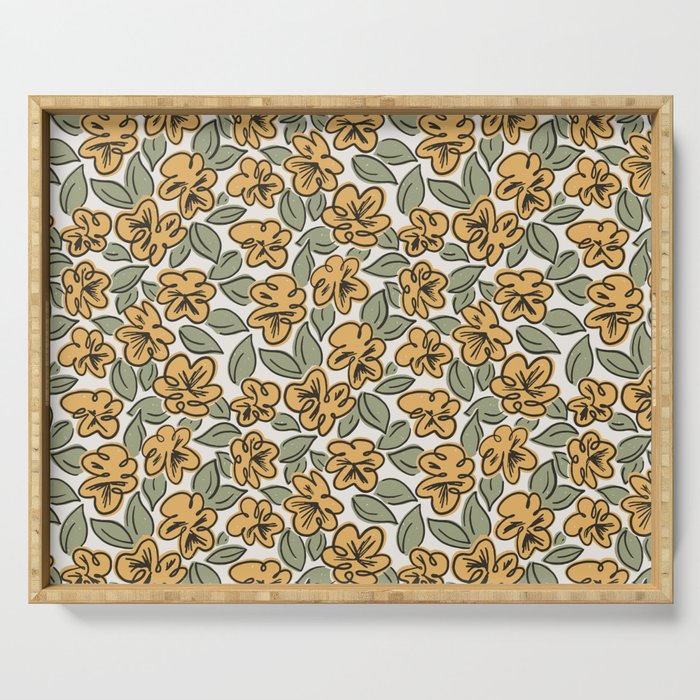 Black and Yellow Pansies Serving Tray Gallery Image 1