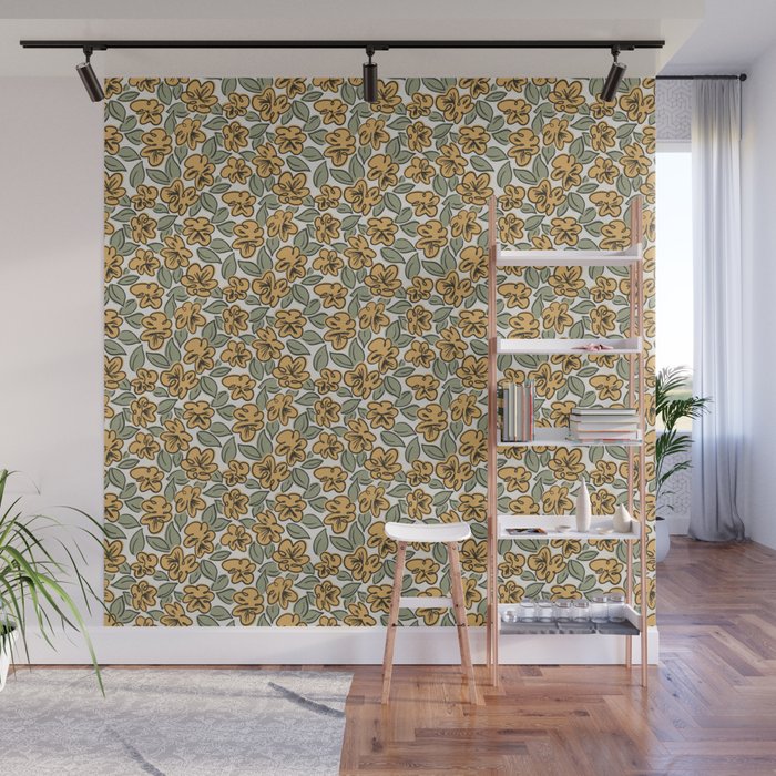 Black and Yellow Pansies Wall Mural Gallery Image 1