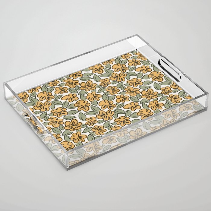 Black and Yellow Pansies Acrylic Tray Gallery Image 1