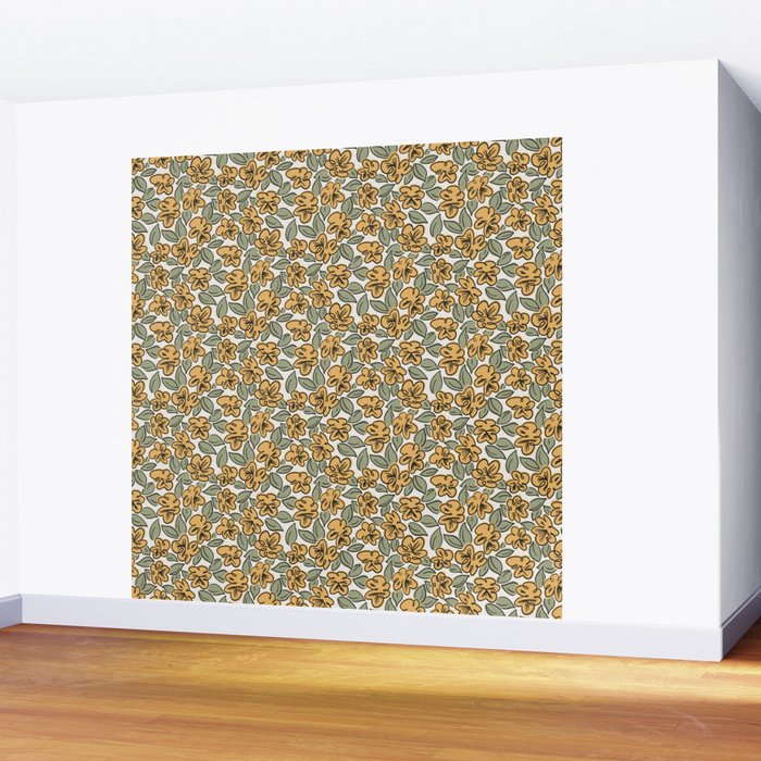 Black and Yellow Pansies Wall Mural Gallery Image 2
