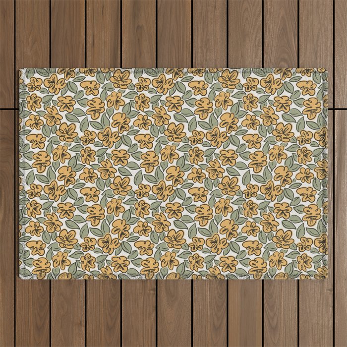 Black and Yellow Pansies Outdoor Rug Gallery Image 1