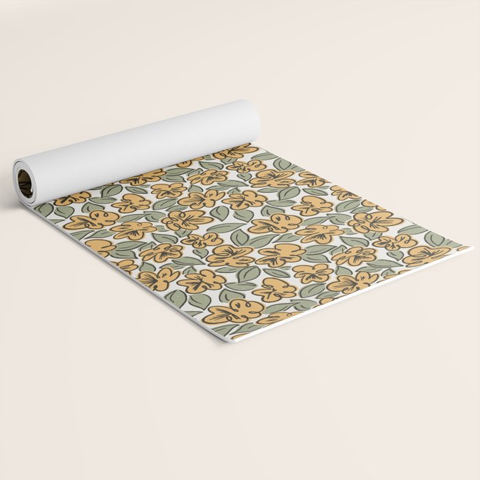 Black and Yellow Pansies Yoga Mat Gallery Image 2
