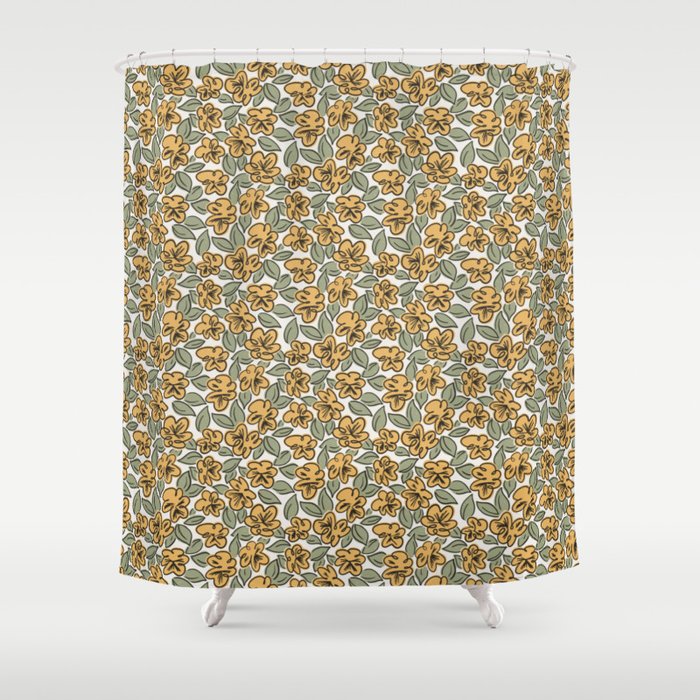 Black and Yellow Pansies Shower Curtain Gallery Image 1