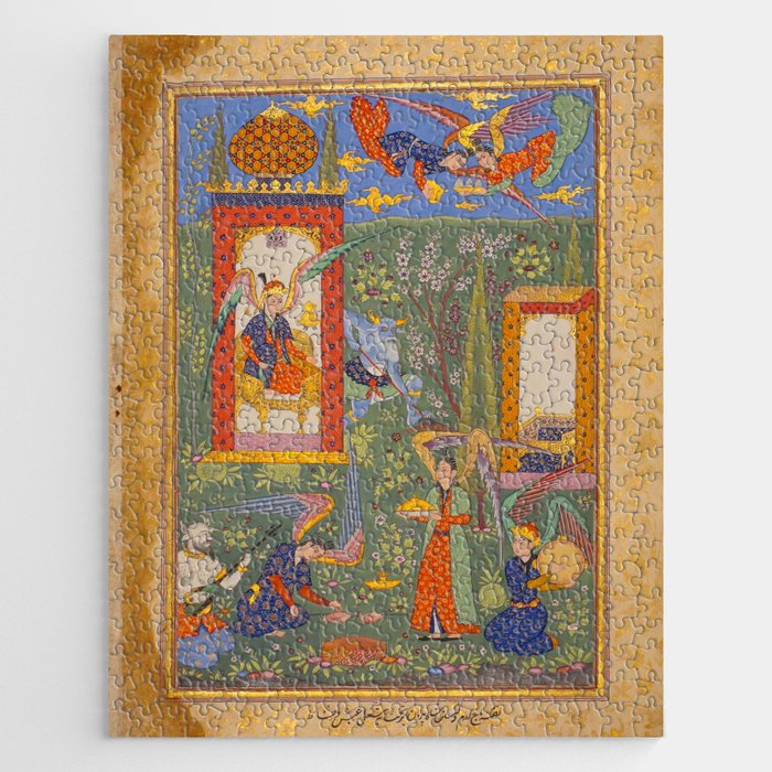 The picture of the Garden of Paradise, and the Queen of the Fairies on her throne, being joyous and merry Islamic Antique Art  Jigsaw Puzzle Gallery Image 1
