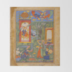 The picture of the Garden of Paradise, and the Queen of the Fairies on her throne, being joyous and merry Islamic Antique Art  Throw Blanket Gallery Image 2