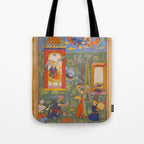 The picture of the Garden of Paradise, and the Queen of the Fairies on her throne, being joyous and merry Islamic Antique Art  Tote Bag Gallery Image 1