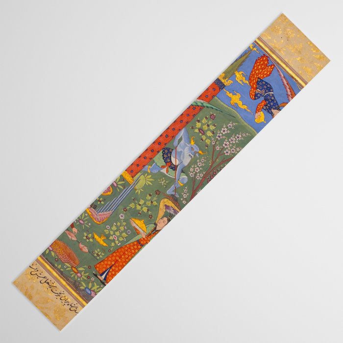 The picture of the Garden of Paradise, and the Queen of the Fairies on her throne, being joyous and merry Islamic Antique Art  Table Runner Gallery Image 3