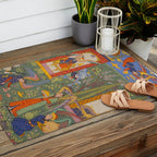 The picture of the Garden of Paradise, and the Queen of the Fairies on her throne, being joyous and merry Islamic Antique Art  Outdoor Rug Gallery Image 2