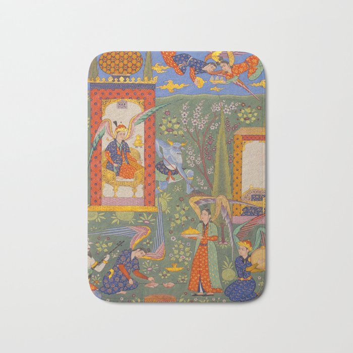 The picture of the Garden of Paradise, and the Queen of the Fairies on her throne, being joyous and merry Islamic Antique Art  Bath Mat Gallery Image 1