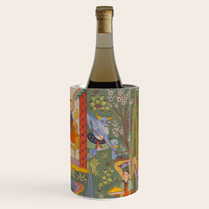 The picture of the Garden of Paradise, and the Queen of the Fairies on her throne, being joyous and merry Islamic Antique Art  Wine Chiller Gallery Image 1