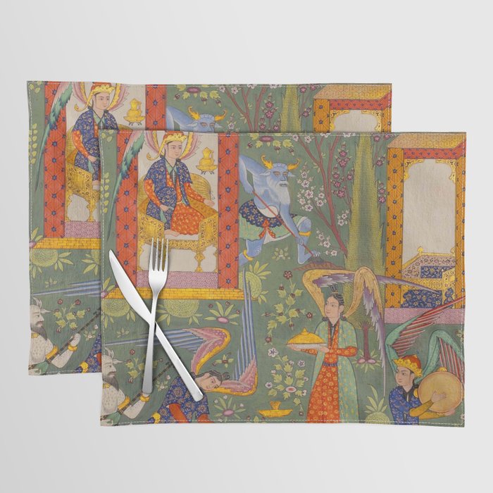 The picture of the Garden of Paradise, and the Queen of the Fairies on her throne, being joyous and merry Islamic Antique Art  Placemat Gallery Image 1