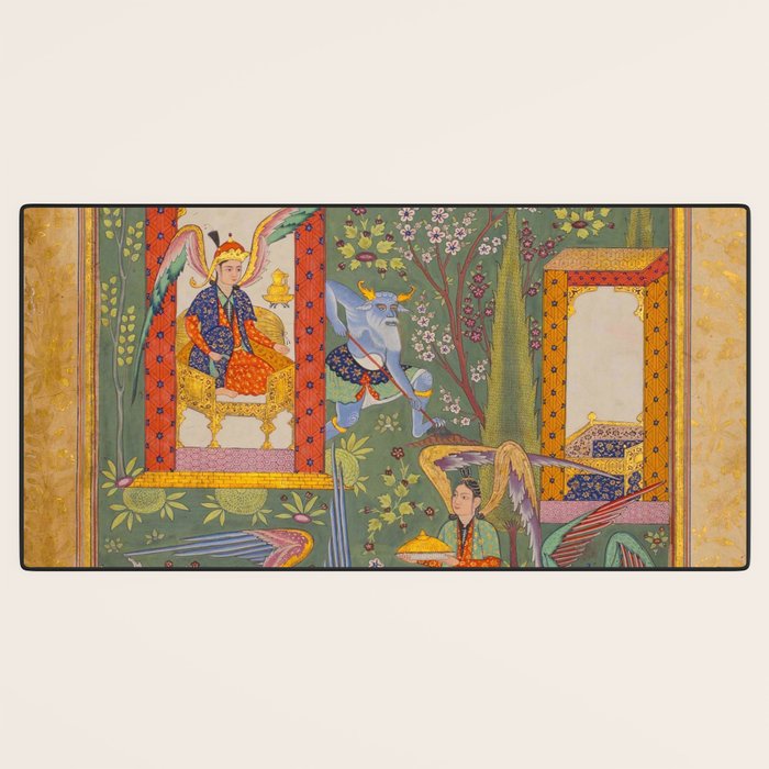 The picture of the Garden of Paradise, and the Queen of the Fairies on her throne, being joyous and merry Islamic Antique Art  Desk Mat Gallery Image 3