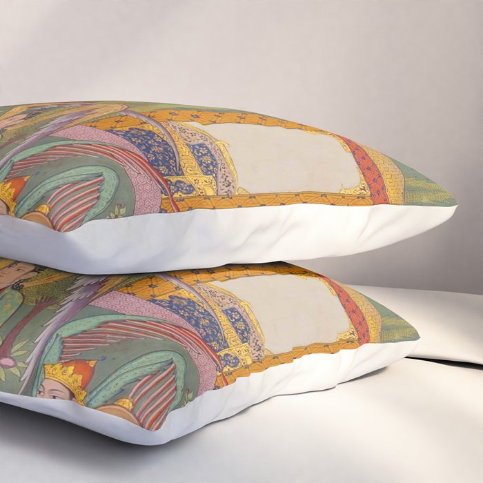 The picture of the Garden of Paradise, and the Queen of the Fairies on her throne, being joyous and merry Islamic Antique Art  Pillow Sham Gallery Image 3