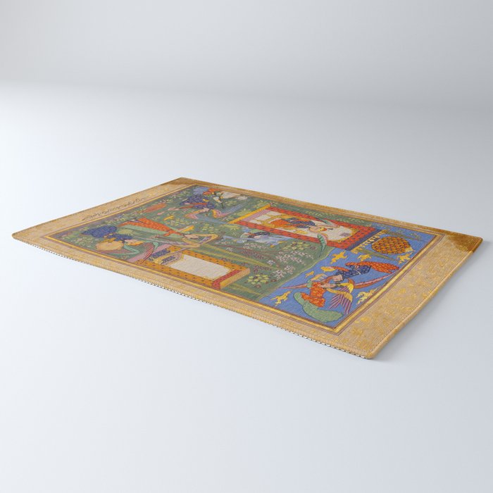 The picture of the Garden of Paradise, and the Queen of the Fairies on her throne, being joyous and merry Islamic Antique Art  Rug Gallery Image 3