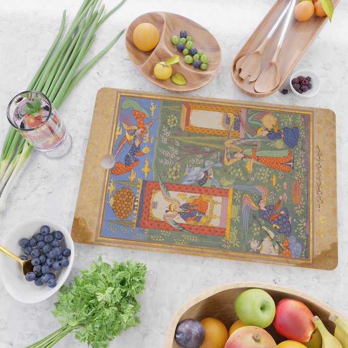 The picture of the Garden of Paradise, and the Queen of the Fairies on her throne, being joyous and merry Islamic Antique Art  Cutting Board Gallery Image 2