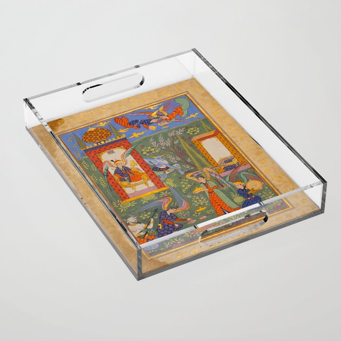 The picture of the Garden of Paradise, and the Queen of the Fairies on her throne, being joyous and merry Islamic Antique Art  Acrylic Tray Gallery Image 1