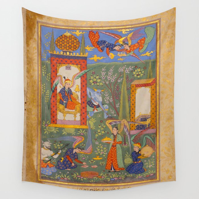 The picture of the Garden of Paradise, and the Queen of the Fairies on her throne, being joyous and merry Islamic Antique Art  Wall Tapestry Gallery Image 4