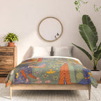 The picture of the Garden of Paradise, and the Queen of the Fairies on her throne, being joyous and merry Islamic Antique Art  Comforter Gallery Image 3