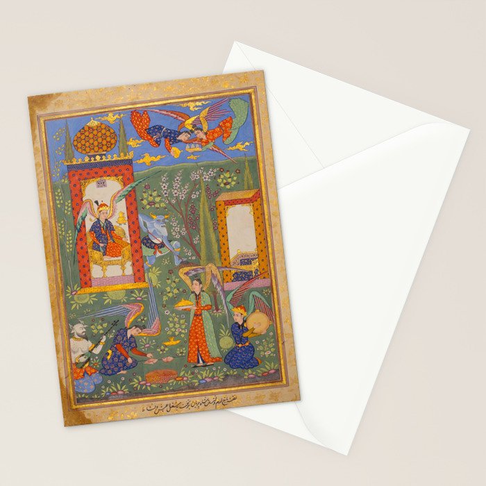 The picture of the Garden of Paradise, and the Queen of the Fairies on her throne, being joyous and merry Islamic Antique Art  Stationery Card Gallery Image 2