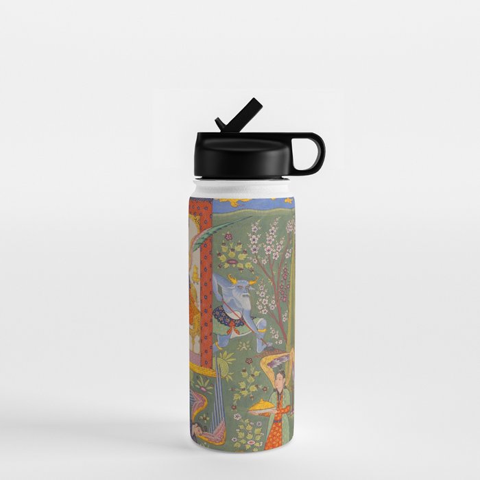 The picture of the Garden of Paradise, and the Queen of the Fairies on her throne, being joyous and merry Islamic Antique Art  Water Bottle Gallery Image 1