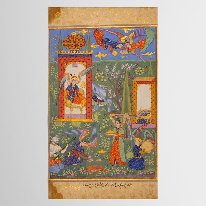 The picture of the Garden of Paradise, and the Queen of the Fairies on her throne, being joyous and merry Islamic Antique Art  Tablecloth Gallery Image 2