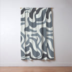 Liquid Swirl Abstract Pattern in Gray Monochrome  Window Curtain Gallery Image 3