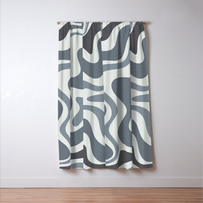 Liquid Swirl Abstract Pattern in Gray Monochrome  Window Curtain Gallery Image 3