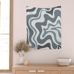 Liquid Swirl Abstract Pattern in Gray Monochrome  Wall Tapestry Gallery Image 2