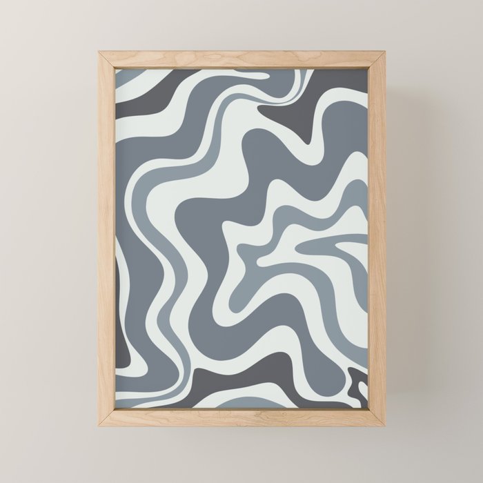 Liquid Swirl Abstract Pattern in Gray Monochrome  Mini Art Print Gallery Image 1