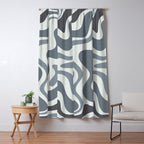 Liquid Swirl Abstract Pattern in Gray Monochrome  Window Curtain Gallery Image 5
