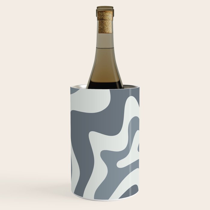 Liquid Swirl Abstract Pattern in Gray Monochrome  Wine Chiller Gallery Image 1