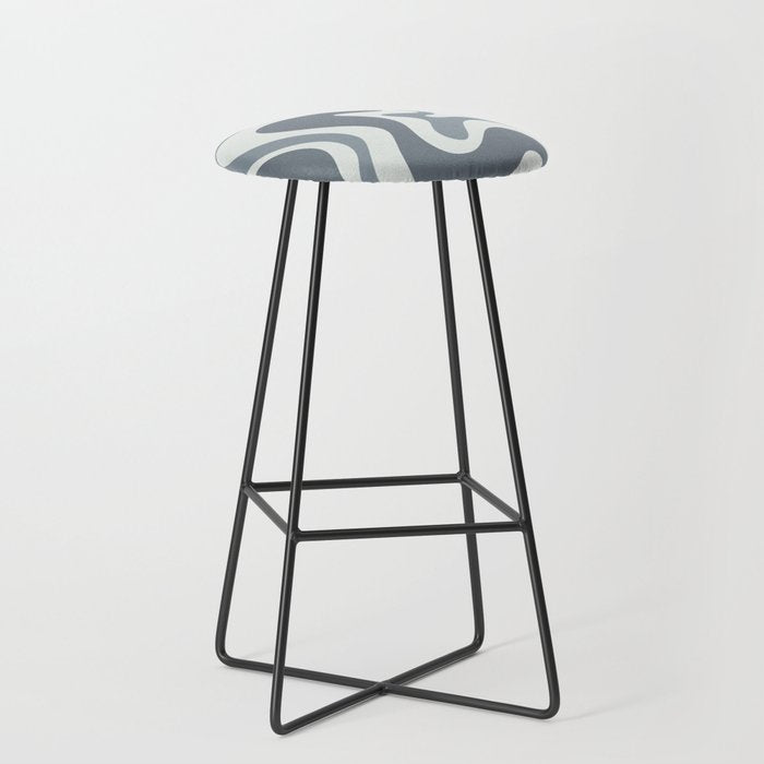 Liquid Swirl Abstract Pattern in Gray Monochrome  Stool Gallery Image 1