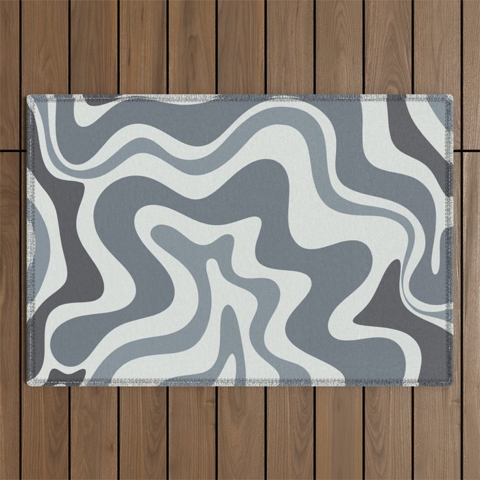 Liquid Swirl Abstract Pattern in Gray Monochrome  Outdoor Rug Gallery Image 1