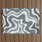 Liquid Swirl Abstract Pattern in Gray Monochrome  Outdoor Rug Gallery Image 1