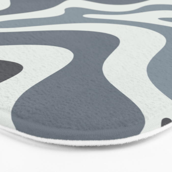 Liquid Swirl Abstract Pattern in Gray Monochrome  Bath Mat Gallery Image 3