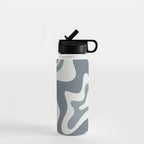 Liquid Swirl Abstract Pattern in Gray Monochrome  Water Bottle Gallery Image 1