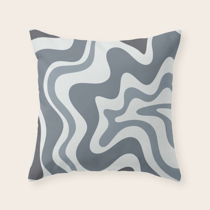 Liquid Swirl Abstract Pattern in Gray Monochrome  Throw Pillow Gallery Image 1