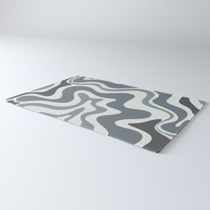 Liquid Swirl Abstract Pattern in Gray Monochrome  Rug Gallery Image 3