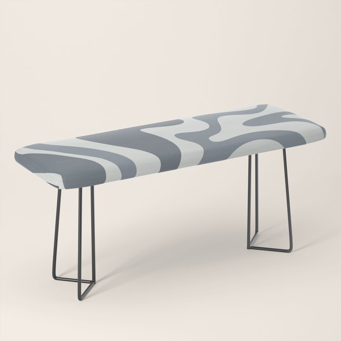 Liquid Swirl Abstract Pattern in Gray Monochrome  Bench Gallery Image 1