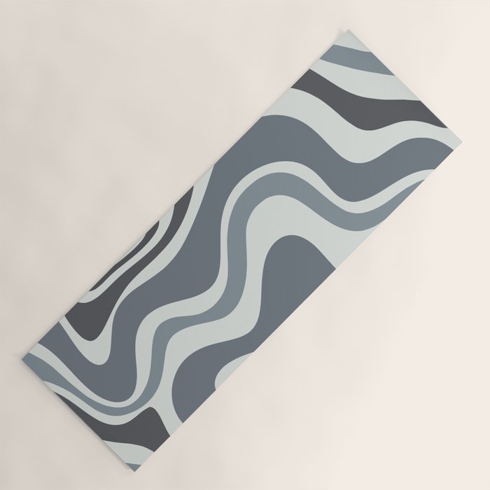Liquid Swirl Abstract Pattern in Gray Monochrome  Yoga Mat Gallery Image 1
