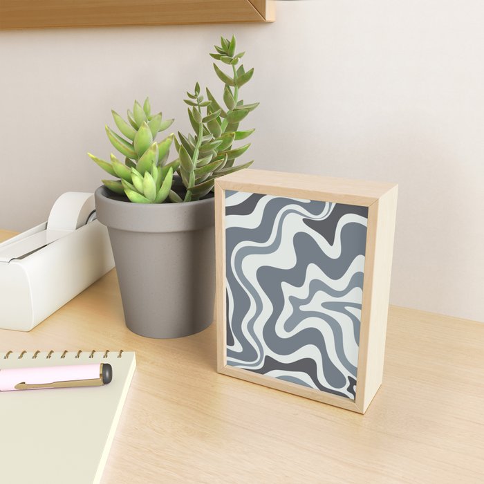 Liquid Swirl Abstract Pattern in Gray Monochrome  Mini Art Print Gallery Image 2