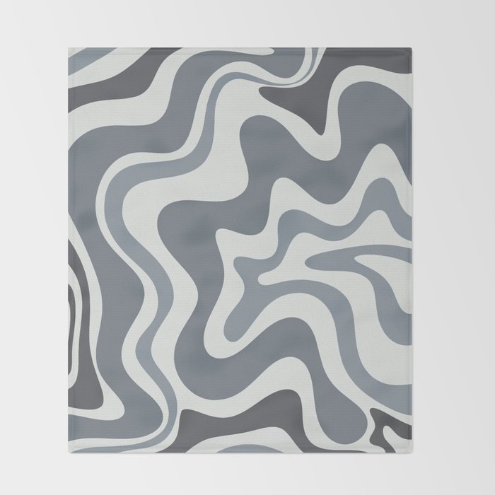 Liquid Swirl Abstract Pattern in Gray Monochrome  Throw Blanket Gallery Image 2