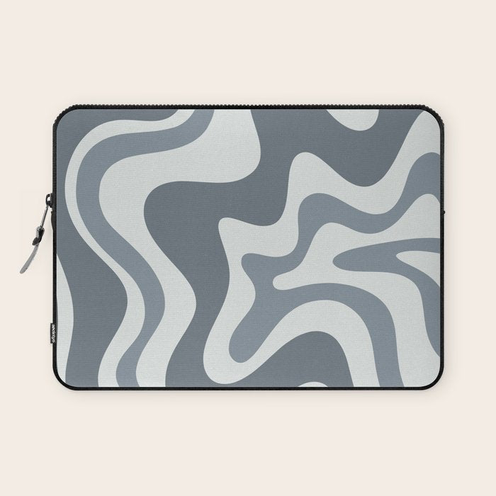 Liquid Swirl Abstract Pattern in Gray Monochrome  Laptop Sleeve Gallery Image 1
