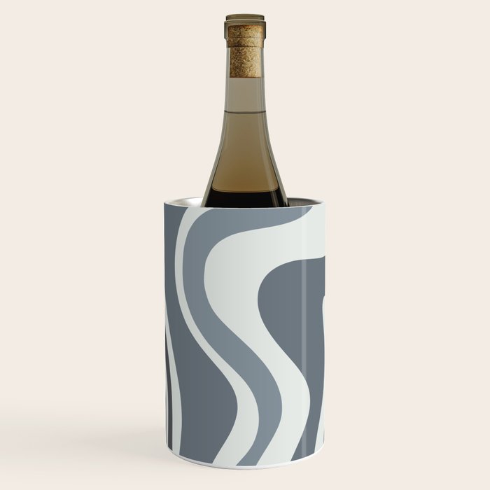 Liquid Swirl Abstract Pattern in Gray Monochrome  Wine Chiller Gallery Image 2