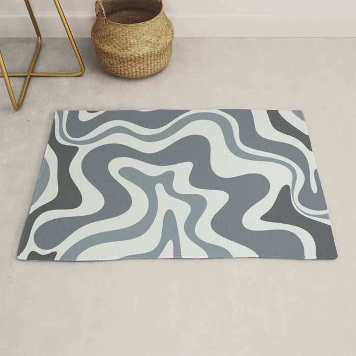 Liquid Swirl Abstract Pattern in Gray Monochrome  Rug Gallery Image 1