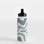 Liquid Swirl Abstract Pattern in Gray Monochrome  Water Bottle Gallery Image 2