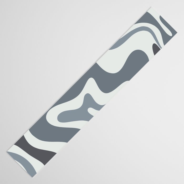 Liquid Swirl Abstract Pattern in Gray Monochrome  Table Runner Gallery Image 3